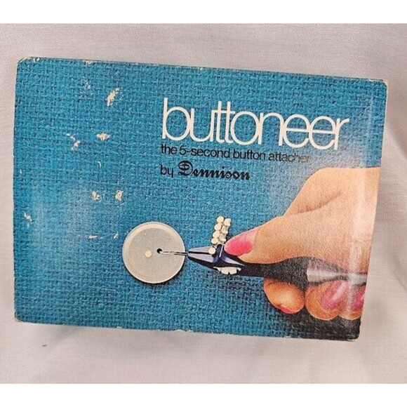 Vintage Ronco Buttoneer by Dennison 1970's 06001 with box/case/booklet - Picture 1 of 5